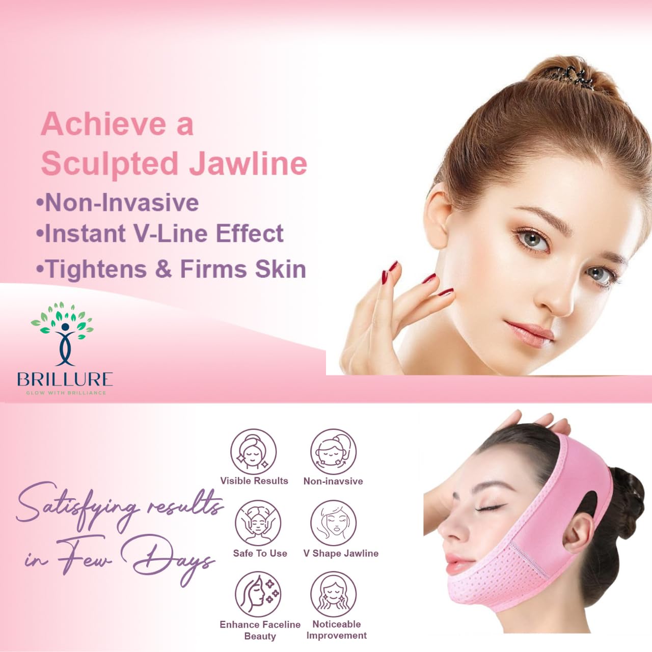 Reusable V Line Facial Mask – Adjustable Comfort Strap for Daily Skincare
