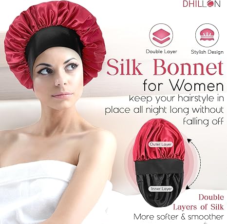 Double Layer Satin Silk Hair Bonnet